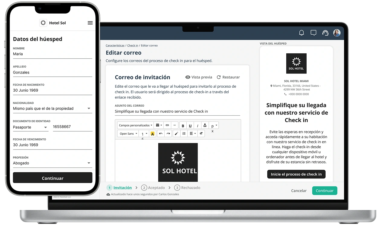 Check in - Sistema GuestHub