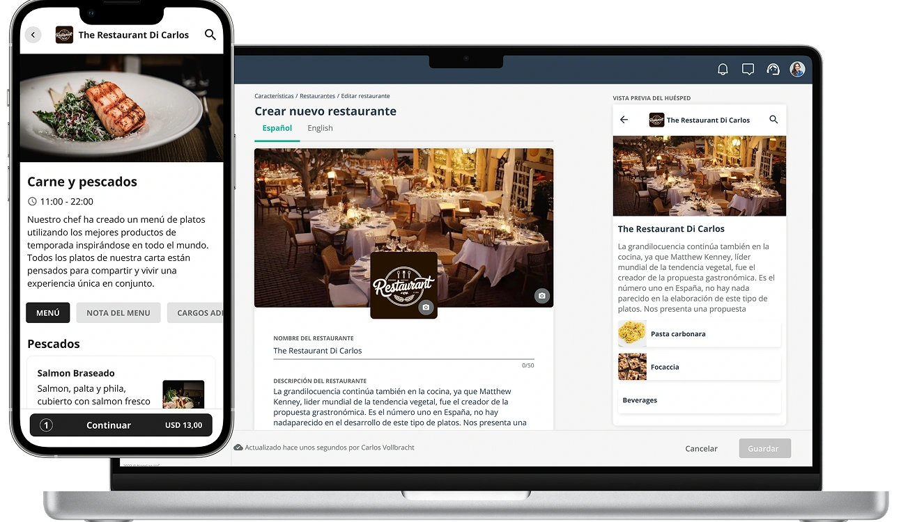 Alimentos y bebidas - Sistema GuestHub